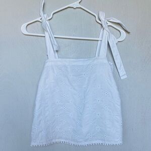 Aerie White Bow Strap Crop Top